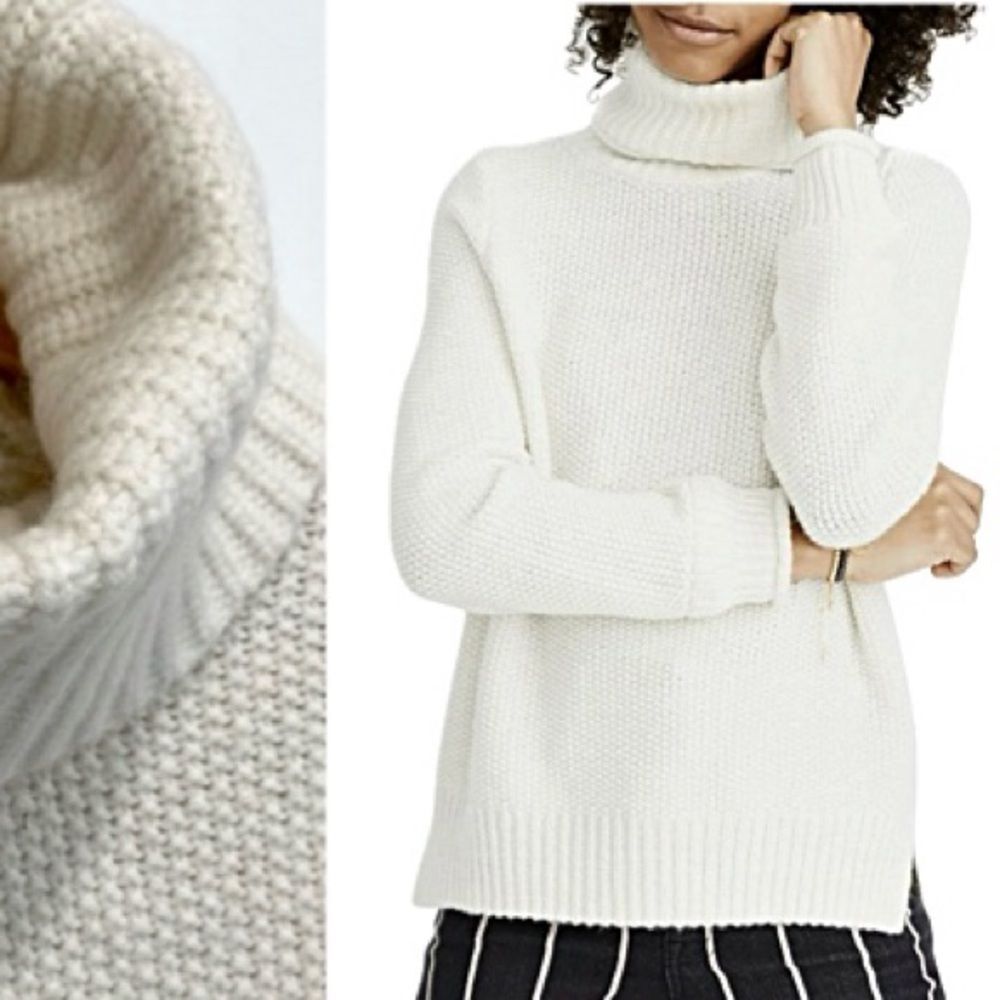 Madewell Varick Merino Wool Alpaca Turtleneck Sweater Size S Heavy Crochet Knit